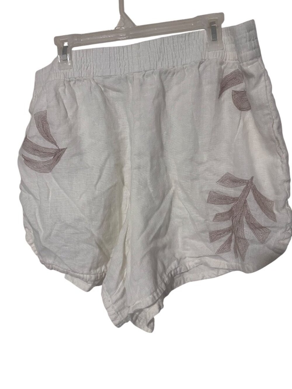 Madewell 100% linen embroirdered elastic waist shorts size XXL